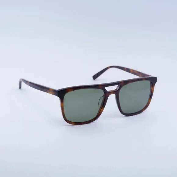 Saint Laurent SL455 002 Sunglasses Havana Square Frame, Green Lenses - Picture 4 of 11